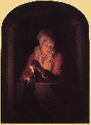 Gerard Dou Old Woman with a Candle painting